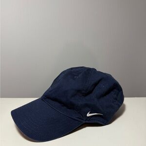 Nike Navy and White Embroidered Swoosh Cap